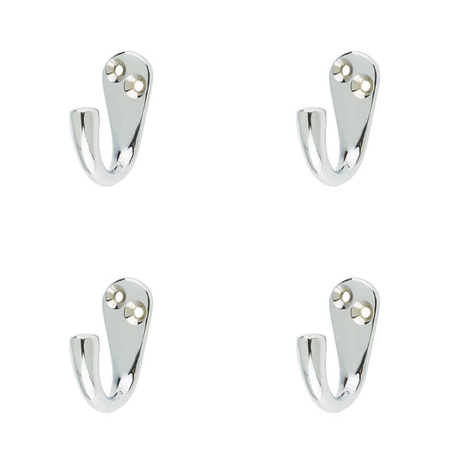 PACK Polished Chrome Single Robe Hook Stylish Organization Wall Mounted Clothing Hook