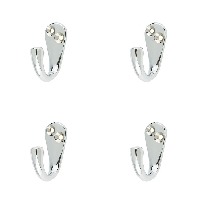 PACK Polished Chrome Single Robe Hook Stylish Organization Wall Mounted Clothing Hook