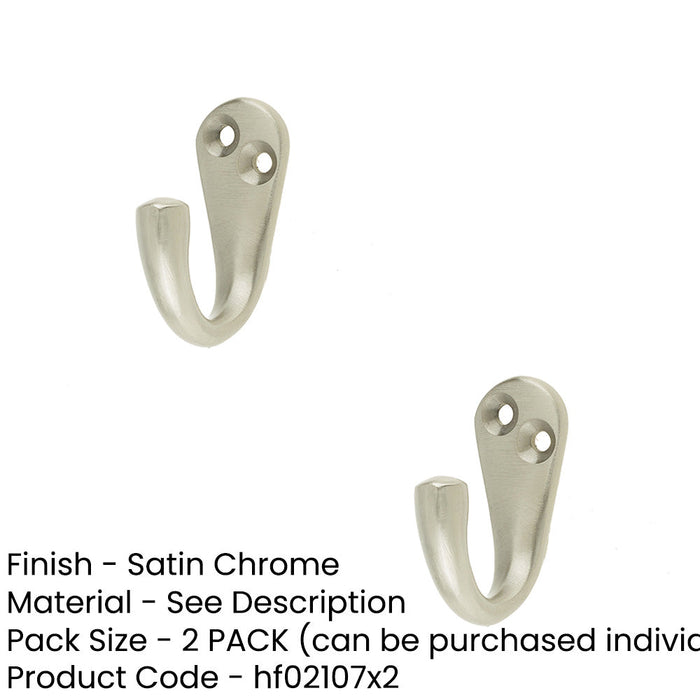 PACK Elegant Satin Chrome Single Robe Hook Home Wall Mounted Clothing Hook (1)-1