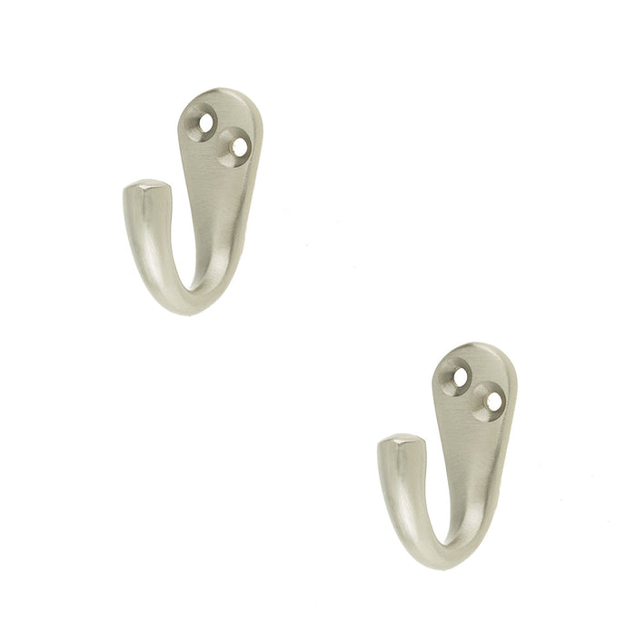 PACK Elegant Satin Chrome Single Robe Hook Home Wall Mounted Clothing Hook (1)