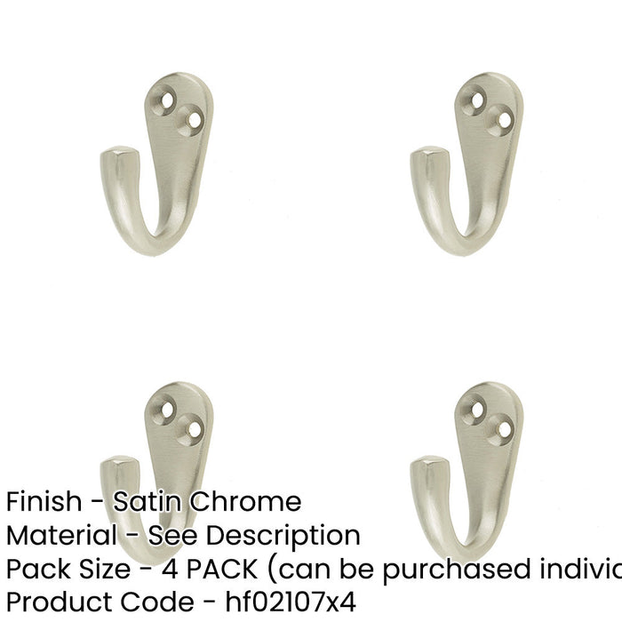 PACK Elegant Satin Chrome Single Robe Hook Home Wall Mounted Clothing Hook-1