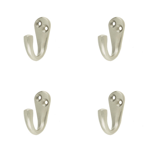 PACK Elegant Satin Chrome Single Robe Hook Home Wall Mounted Clothing Hook