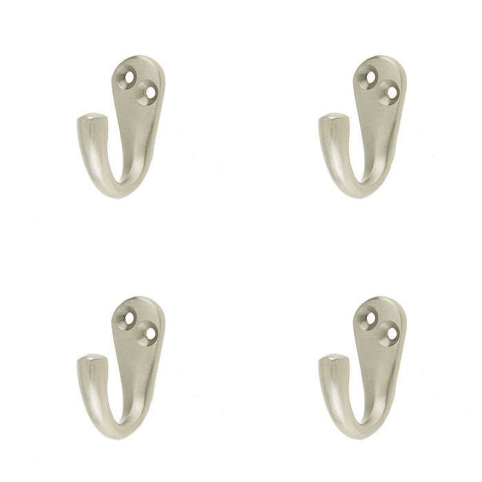 PACK Elegant Satin Chrome Single Robe Hook Home Wall Mounted Clothing Hook