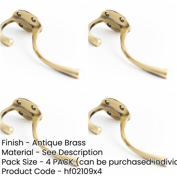 PACK Premium Solid Brass Coat Hook 142mm Antique Finish Wall Mounted Clothing Hook-1