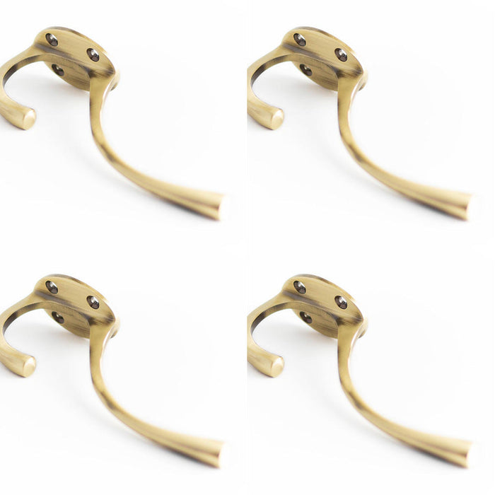 PACK Premium Solid Brass Coat Hook 142mm Antique Finish Wall Mounted Clothing Hook