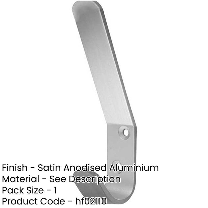 Stylish 125mm Satin Anodised Aluminium Coat Hook Home Wall Mounted Clothing Hook-1