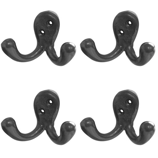 PACK Vintage Style Antique Double Robe Hook Black Home Decor Wall Mounted Clothing Hook
