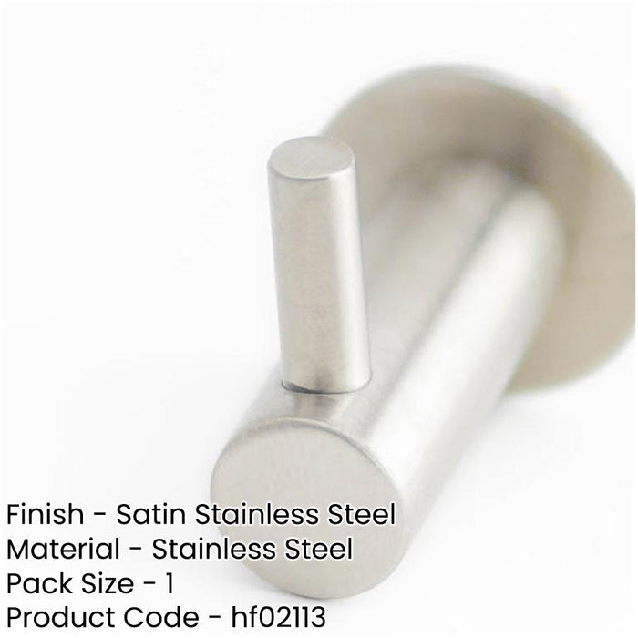 Elegant 37mm Satin Stainless Steel Single Robe Hook Modern Bathrooms Closets Wall Mounted Clothing Hook-1