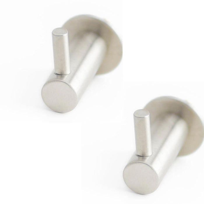 PACK Elegant 37mm Satin Stainless Steel Single Robe Hook Modern Bathrooms Closets Wall Mounted Clothing Hook (1)