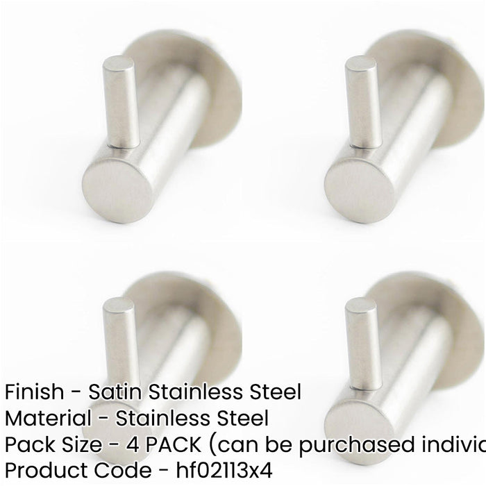 PACK Elegant 37mm Satin Stainless Steel Single Robe Hook Modern Bathrooms Closets Wall Mounted Clothing Hook-1