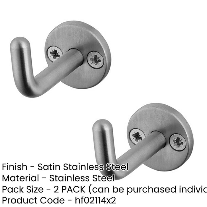 PACK Durable Satin Stainless Steel Robe Hook 48mm Wall Mounted Clothing Hook (1)-1