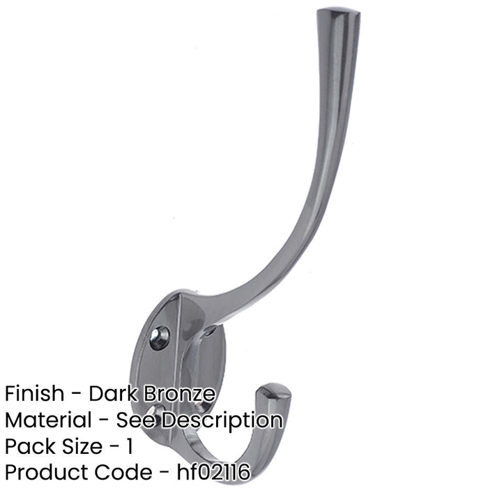 Elegant Solid Brass Coat Hook Dark Bronze Finish 142mm Wall Mounted Clothing Hook-1