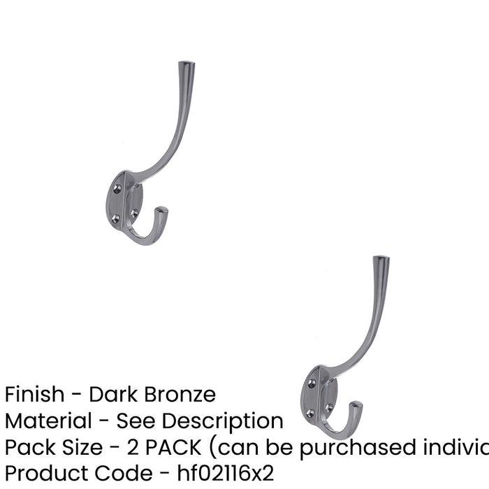 PACK Elegant Solid Brass Coat Hook Dark Bronze Finish 142mm Wall Mounted Clothing Hook (1)-1