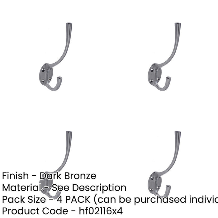 PACK Elegant Solid Brass Coat Hook Dark Bronze Finish 142mm Wall Mounted Clothing Hook-1