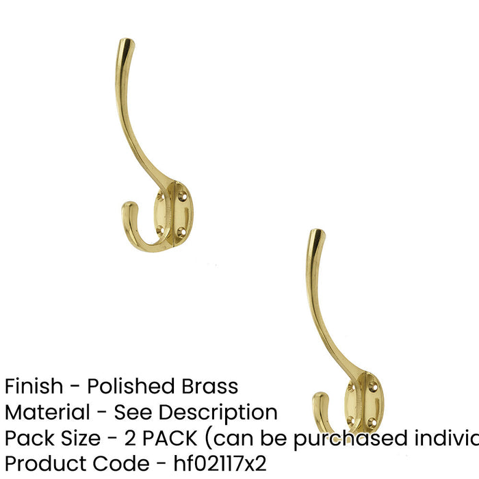 PACK Elegant Solid Brass Coat Hook 142mm Polished Finish Wall Mounted Clothing Hook (1)-1