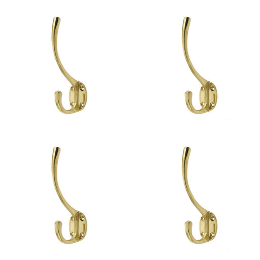 PACK Elegant Solid Brass Coat Hook 142mm Polished Finish Wall Mounted Clothing Hook