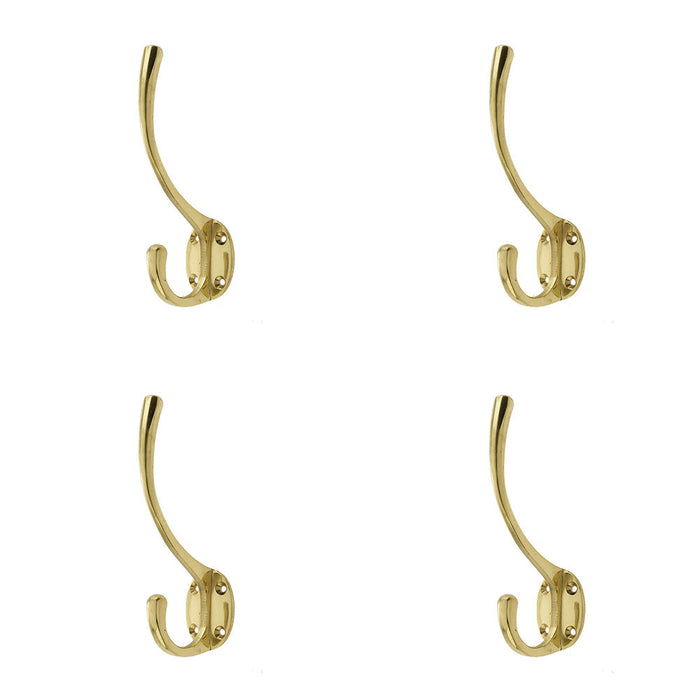 PACK Elegant Solid Brass Coat Hook 142mm Polished Finish Wall Mounted Clothing Hook