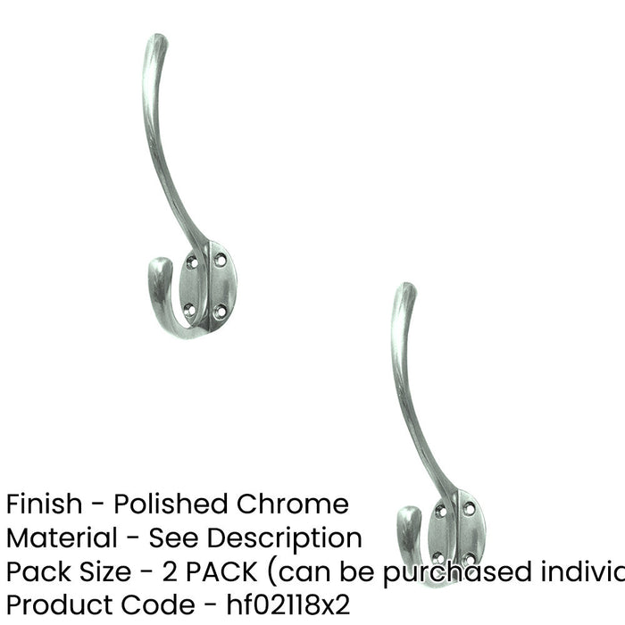 PACK Elegant Solid Brass Coat Hook Polished Chrome 142mm Wall Mounted Clothing Hook (1)-1