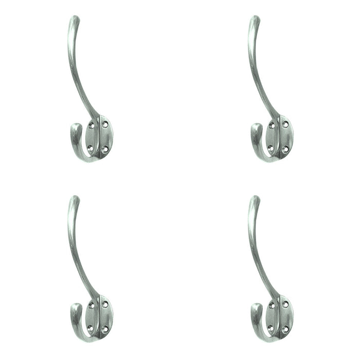 PACK Elegant Solid Brass Coat Hook Polished Chrome 142mm Wall Mounted Clothing Hook