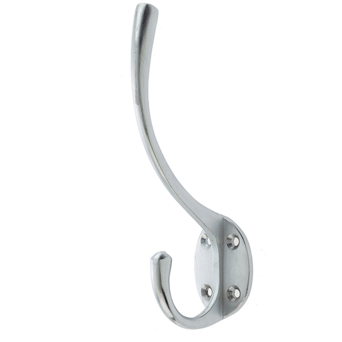 Stylish Solid Brass Coat Hook Satin Chrome Finish Wall Mounted Clothing Hook