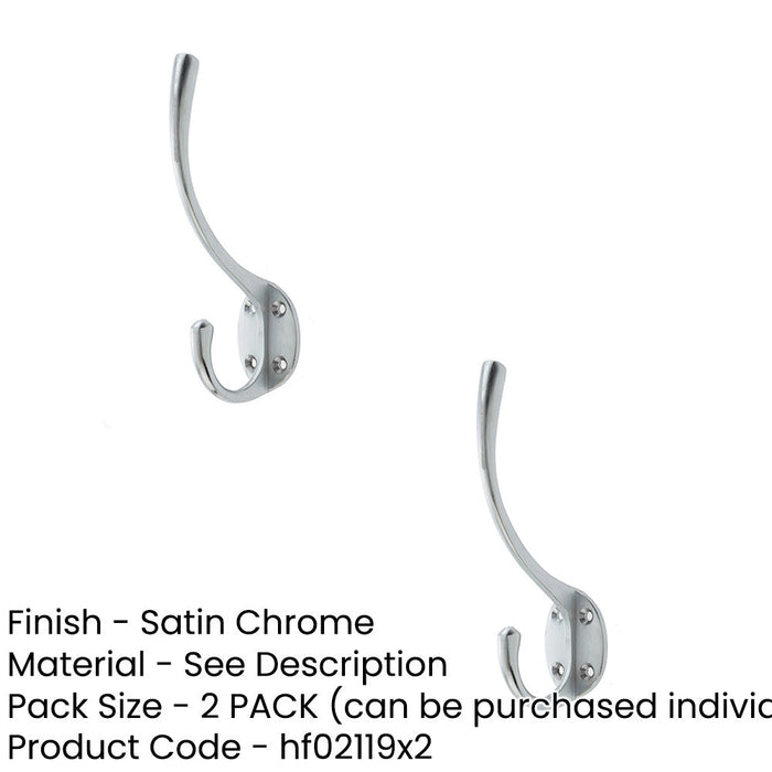 PACK Stylish Solid Brass Coat Hook Satin Chrome Finish Wall Mounted Clothing Hook (1)-1