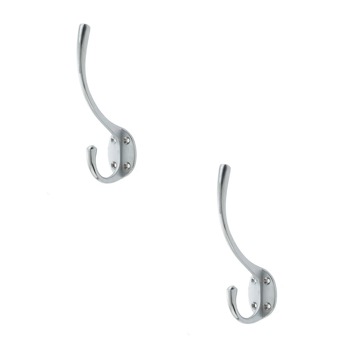 PACK Stylish Solid Brass Coat Hook Satin Chrome Finish Wall Mounted Clothing Hook (1)