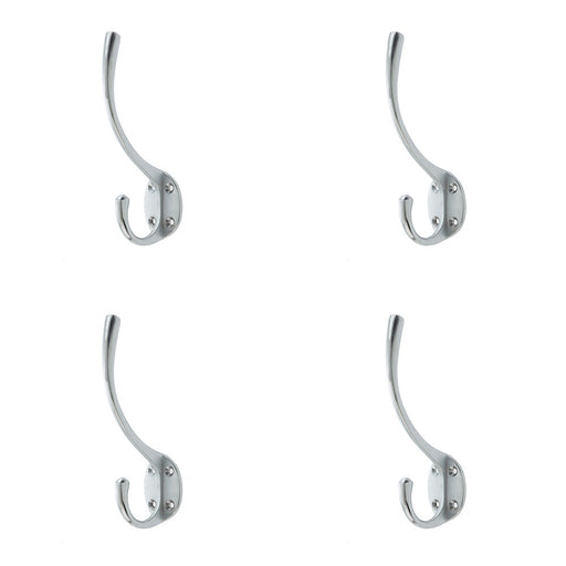 PACK Stylish Solid Brass Coat Hook Satin Chrome Finish Wall Mounted Clothing Hook