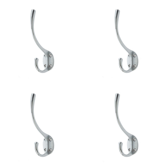 PACK Stylish Solid Brass Coat Hook Satin Chrome Finish Wall Mounted Clothing Hook