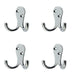 PACK Stylish Double Robe Hook Polished Chrome 53mm Wall Mounted Clothing Hook