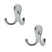 PACK Durable Satin Chrome Double Robe Hook 53mm Premium Quality Wall Mounted Clothing Hook (1)