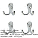 PACK Durable Satin Chrome Double Robe Hook 53mm Premium Quality Wall Mounted Clothing Hook-1