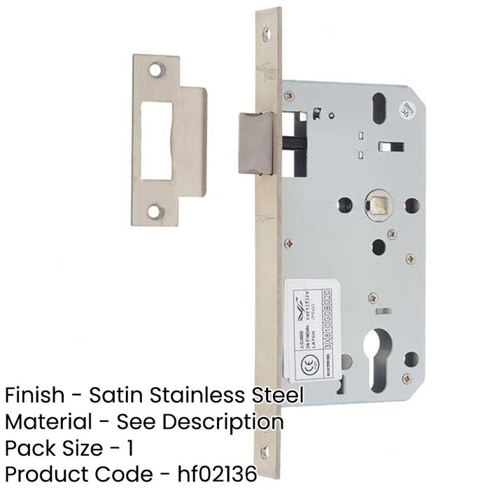 Durable 72mm Latches with 60mm Backset Satin Stainless Steel Door Lock-1