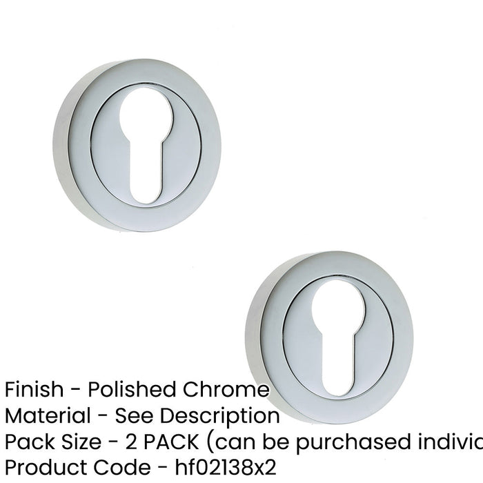 PACK Stylish Designer Euro Profile Escutcheons with Polished Chrome Finish Hole Cover (1)-1