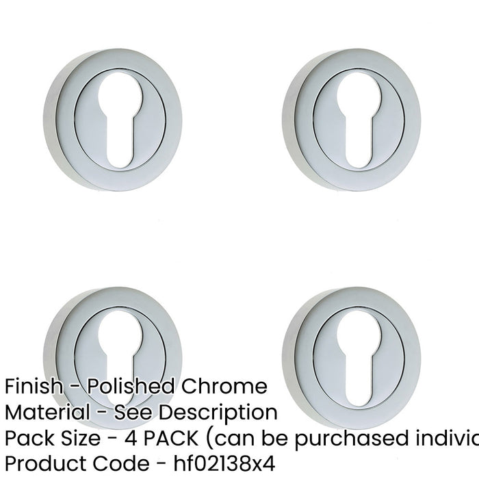 PACK Stylish Designer Euro Profile Escutcheons with Polished Chrome Finish Hole Cover-1