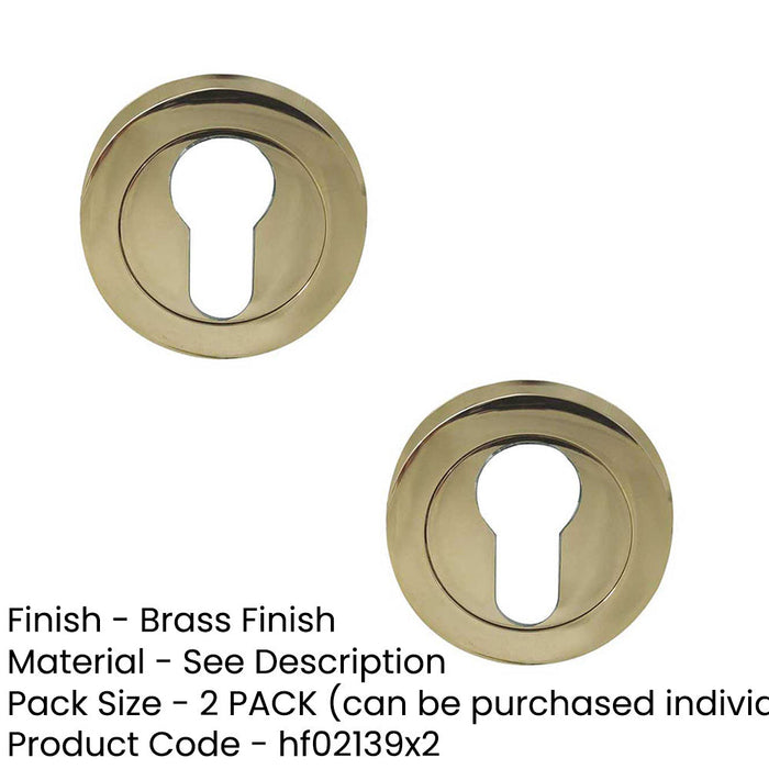 PACK Stylish Designer Euro Profile Escutcheons with 50mm Round Rose Elegant Brass Finish Hole Cover (1)-1