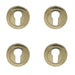 PACK Stylish Designer Euro Profile Escutcheons with 50mm Round Rose Elegant Brass Finish Hole Cover