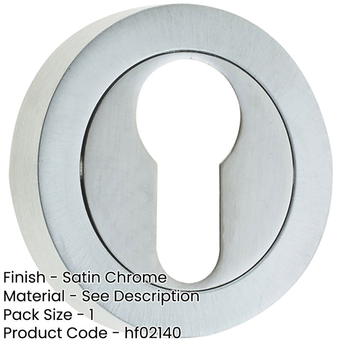 Luxury Designer Euro Profile Escutcheons with 50mm Round Rose Satin Chrome Finish Hole Cover-1