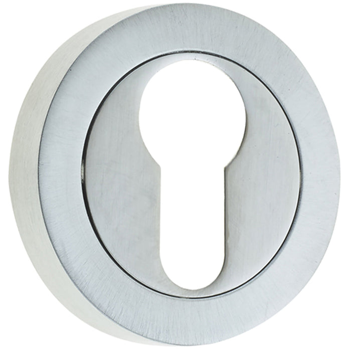 Luxury Designer Euro Profile Escutcheons with 50mm Round Rose Satin Chrome Finish Hole Cover