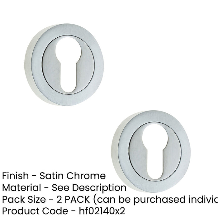 PACK Luxury Designer Euro Profile Escutcheons with 50mm Round Rose Satin Chrome Finish Hole Cover (1)-1