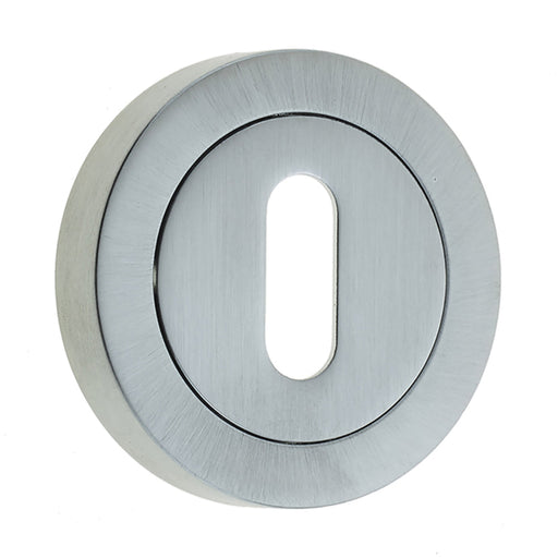 Premium Satin Chrome Designer Keyway Escutcheons 50mm Round Rose Hole Cover