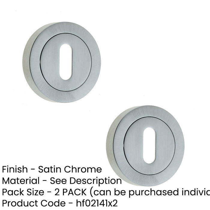 PACK Premium Satin Chrome Designer Keyway Escutcheons 50mm Round Rose Hole Cover (1)-1