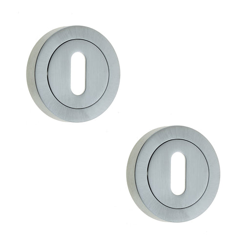 PACK Premium Satin Chrome Designer Keyway Escutcheons 50mm Round Rose Hole Cover (1)