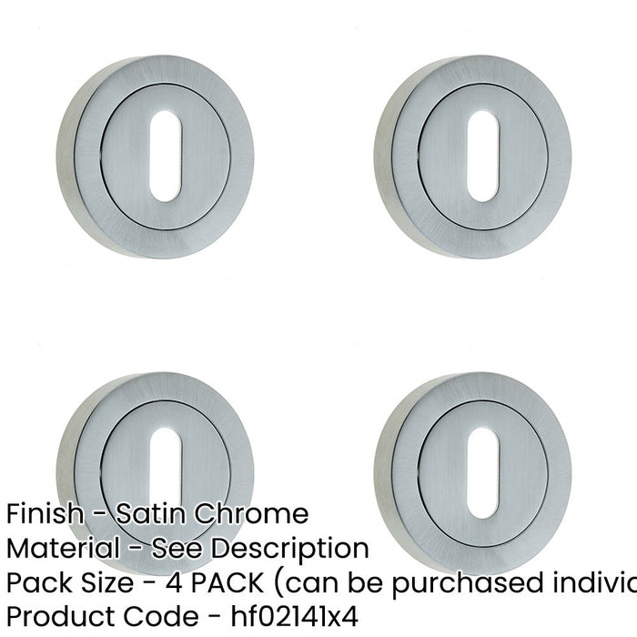 PACK Premium Satin Chrome Designer Keyway Escutcheons 50mm Round Rose Hole Cover-1