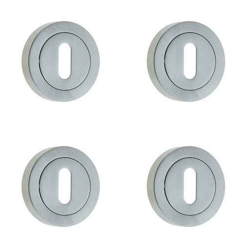 PACK Premium Satin Chrome Designer Keyway Escutcheons 50mm Round Rose Hole Cover