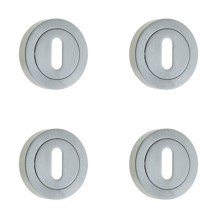 PACK Premium Satin Chrome Designer Keyway Escutcheons 50mm Round Rose Hole Cover