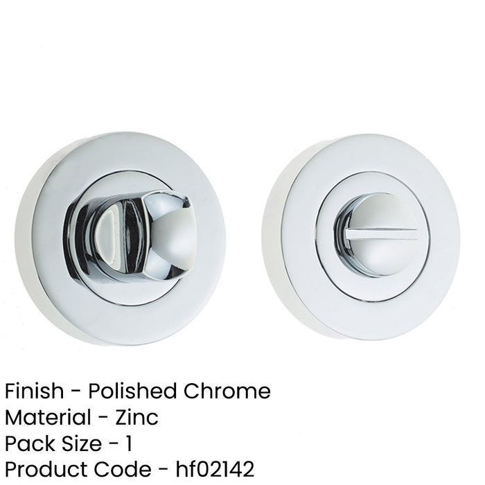 Premium 50mm Round Chrome Turn Release Lock Bathrooms Door Handle-1