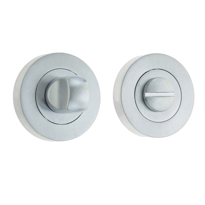 Satin Chrome Designer 50mm Round Turns Releases with Indicator Door Handle