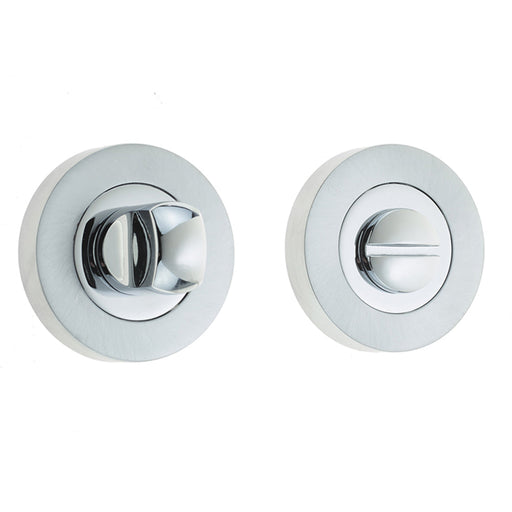 Premium Dual Turns Releases 50mm Round Rose Polished Chrome Satin Chrome Privacy Lock Door Handle