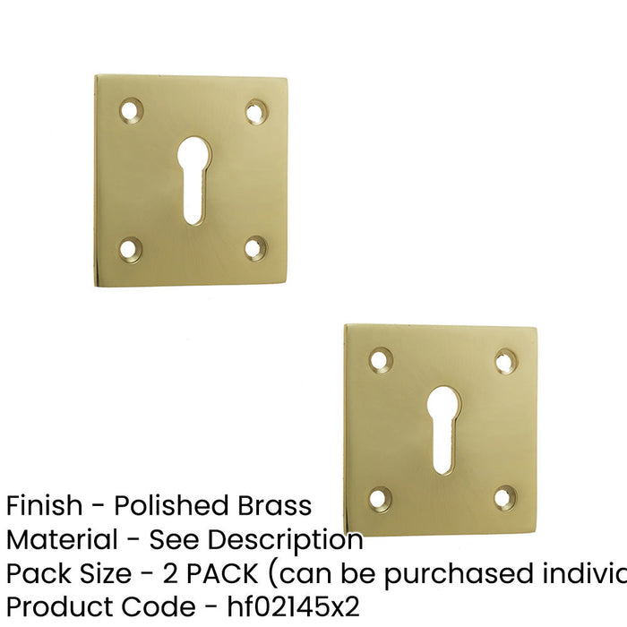 PACK Square Polished Brass Door Escutcheon 50x50mm Elegant Finishes Hole Cover (1)-1