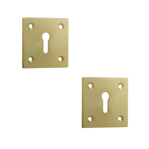 PACK Square Polished Brass Door Escutcheon 50x50mm Elegant Finishes Hole Cover (1)